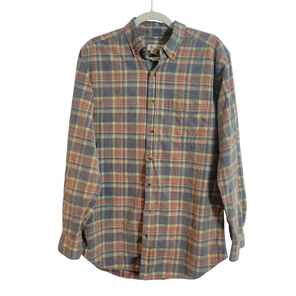 Territory Ahead Mens Medium T Plaid Micro Corduroy Button Down Shirt Multi Color